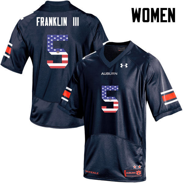 Women #5 John Franklin III Auburn Tigers USA Flag Fashion College Football Jerseys-Navy